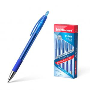 Ручка гелевая R-301 Matic &amp; Grip синяя ErichKrause