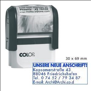 Zīmogs COLOP Printer 50N,  pelēks korpuss,  zils spilventiņš