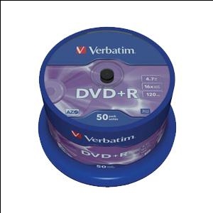 DVD+R 4.7Gb 120min 16x par 1gab Verbatim iepak 50gab 43550