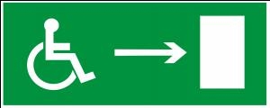 Наклейка (знак) \&quot;Направление к эвакуационному выходу для людей с ограниченными возможностями\&quot; (направо)80ммx200мм