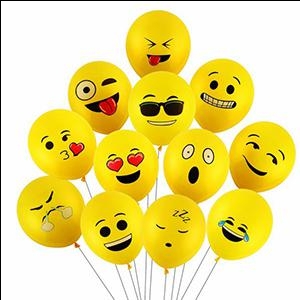 Gaisa baloni dzeltenas metalic ar dažādiem smaidiņiem 12 gab