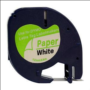 Эквивалентная бумажная маркировочная лента DYMO LetraTag 12мм x 4м (чёрный по белому)