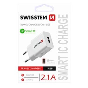 Tīkla lādētājs USB 2.1A 10.5W balts Premium SWISSTEN Tīkla lādētājs USB 2.1A 10.5W balts Premium SWISSTEN