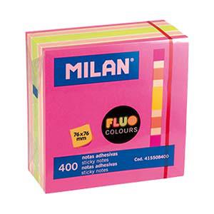Līmlapiņas 76x76mm,  400 lap. 4 neona krāsas Milan