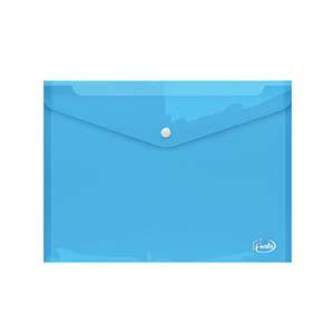 Папка- конверт с кнопкой А4 прозрачная синяя