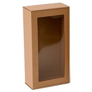 Коробка из гофрированного картона 320x165x93 с окном, коричневая