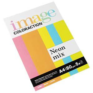 Бумага цветная IMAGE C. NEON Mix A4/80г/м2, 5 цветов x10 листов