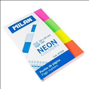 Индексы бумажные MILAN NEON 20x50мм/4 цвета x 40листов
