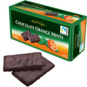 Тёмный шоколад с мятной и апельсиновой кремовой начинкой 200гр.