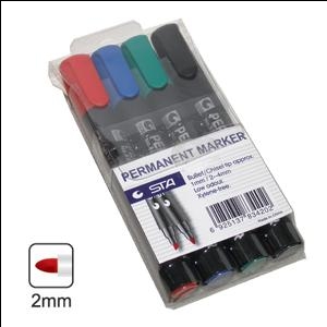 Комплект пермаментых маркеров STA (4 цвета)