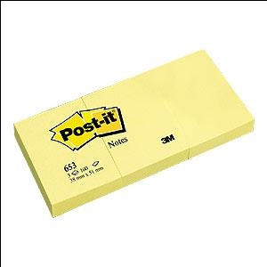 Стикеры 3M Post-it 38x51/100 листов жёлтые 3шт