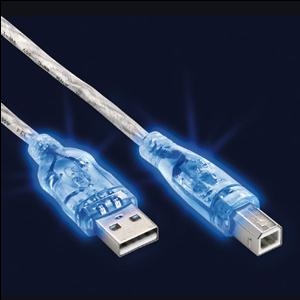 Кабель USB 2.0 A/B \&quot;Blue Light\&quot; 1.8м EDNET 84250