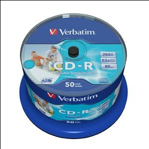 CD-R 80min/700Mb 52x (cake)50 printable AZO Verbatim